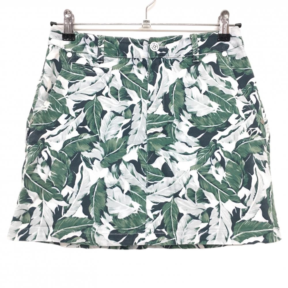 マスターバニー スカート グリーン×白 リーフ柄 ストレッチ レディース 0(S) ゴルフウェア MASTER BUNNY EDITION