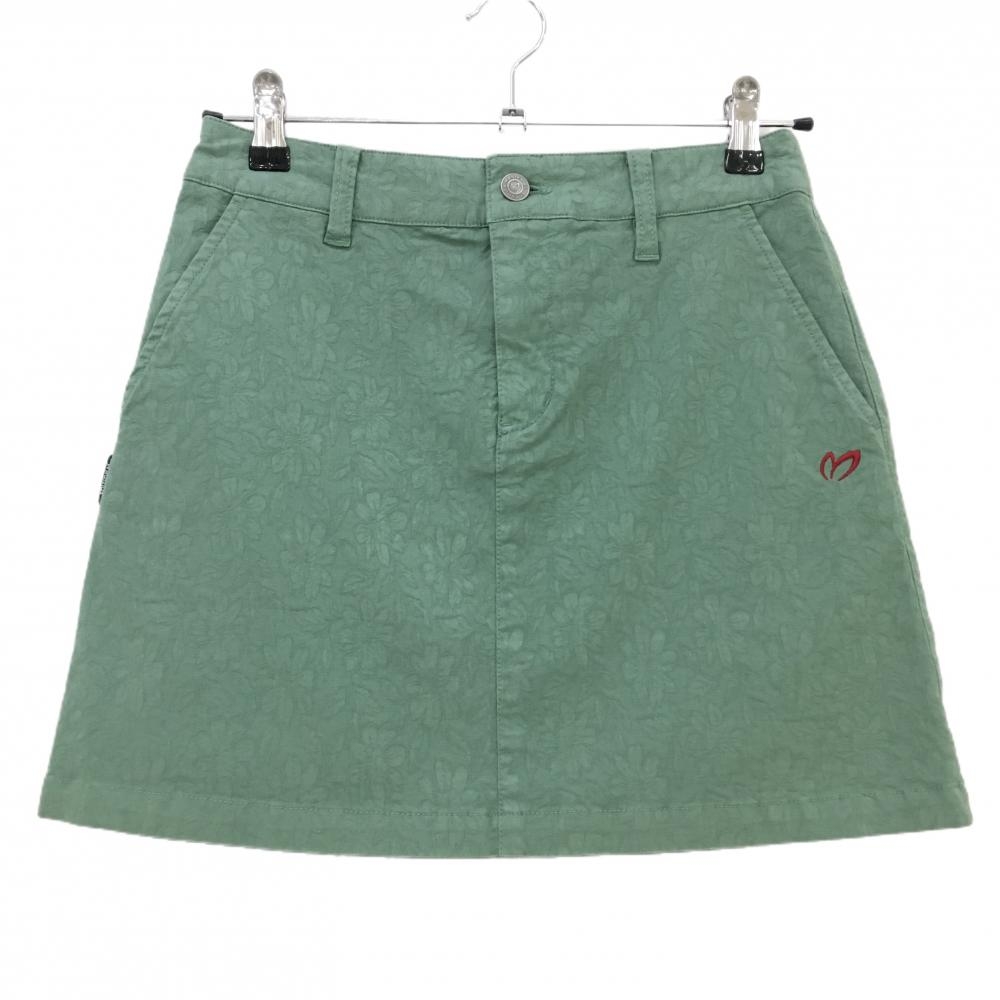 【美品】マスターバニー スカート グリーン 花柄織生地  レディース 0(S) ゴルフウェア MASTER BUNNY EDITION