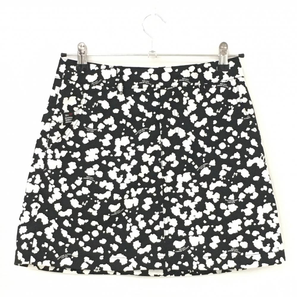 【美品】マスターバニー スカート 黒×白 総柄  レディース 0(S) ゴルフウェア MASTER BUNNY EDITION