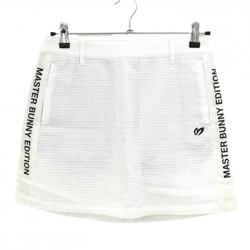 【超美品】マスターバニー スカート 白×黒 サイド切替ロゴ 織生地 レディース 0(S) ゴルフウェア 2022年モデル MASTER BUNNY EDITION