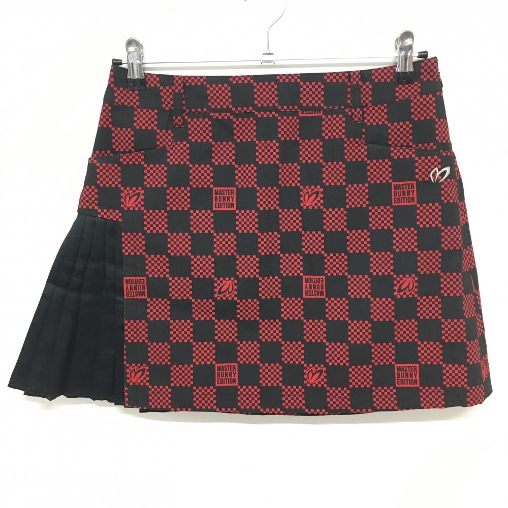 マスターバニー スカート 黒×白 ブロックチェック 裾一部プリーツ レディース 1(M) ゴルフウェア サンプル品 MASTER BUNNY EDITION