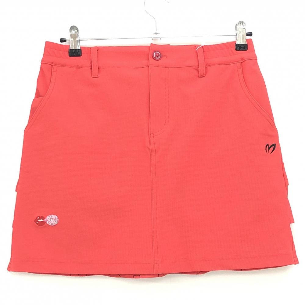 【新品】マスターバニー スカート レッド×黒 後裾フリル ロゴ レディース 2(L) ゴルフウェア 2024年モデル MASTER BUNNY EDITION