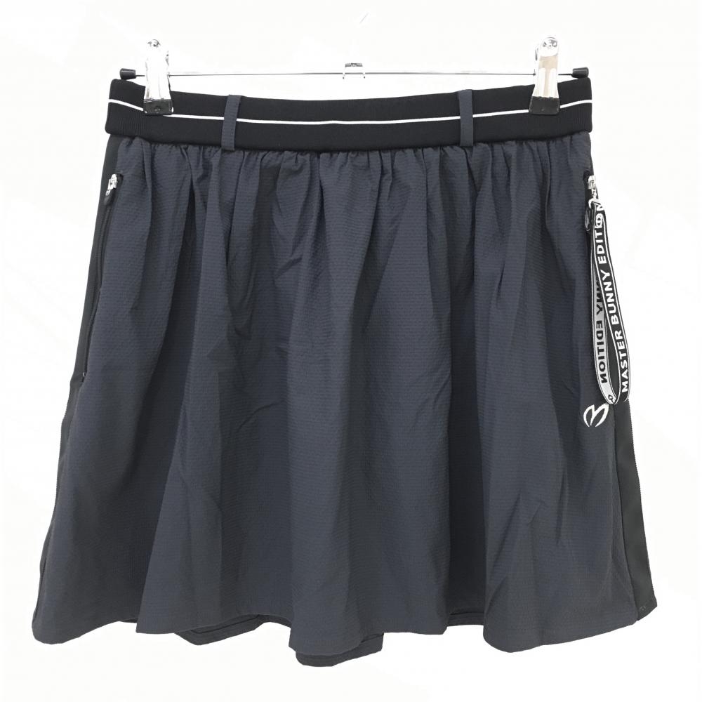 【超美品】マスターバニー ストレッチスカート グレー×黒 ウエストゴム レディース 1(M) ゴルフウェア 2022年モデル MASTER BUNNY EDITION