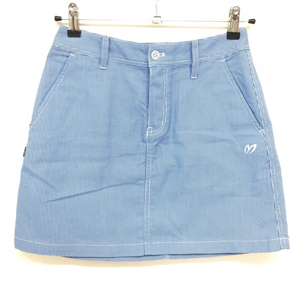 【美品】マスターバニー スカート ブルー×白 織生地 ロゴ刺しゅう レディース 0(S) ゴルフウェア MASTER BUNNY EDITION