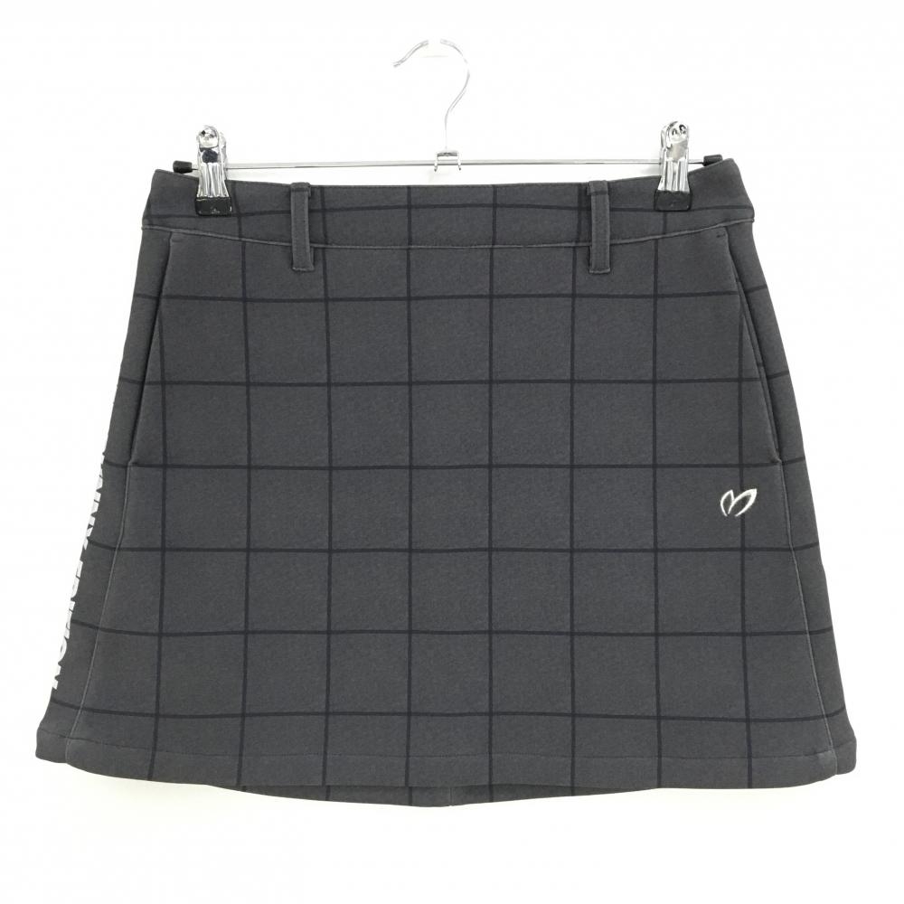 【超美品】マスターバニー スカート グレー×黒 格子チェック 裏起毛 レディース 1(M) ゴルフウェア MASTER BUNNY EDITION