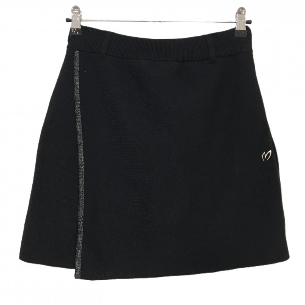 マスターバニー ニットスカート 黒×シルバー 裏地付  レディース 1(M) ゴルフウェア MASTER BUNNY EDITION