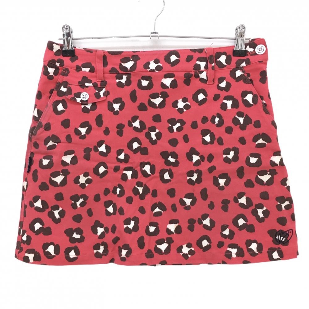 マスターバニー スカート レッド×ブラウン×白 レオパード  レディース 2(L) ゴルフウェア MASTER BUNNY EDITION
