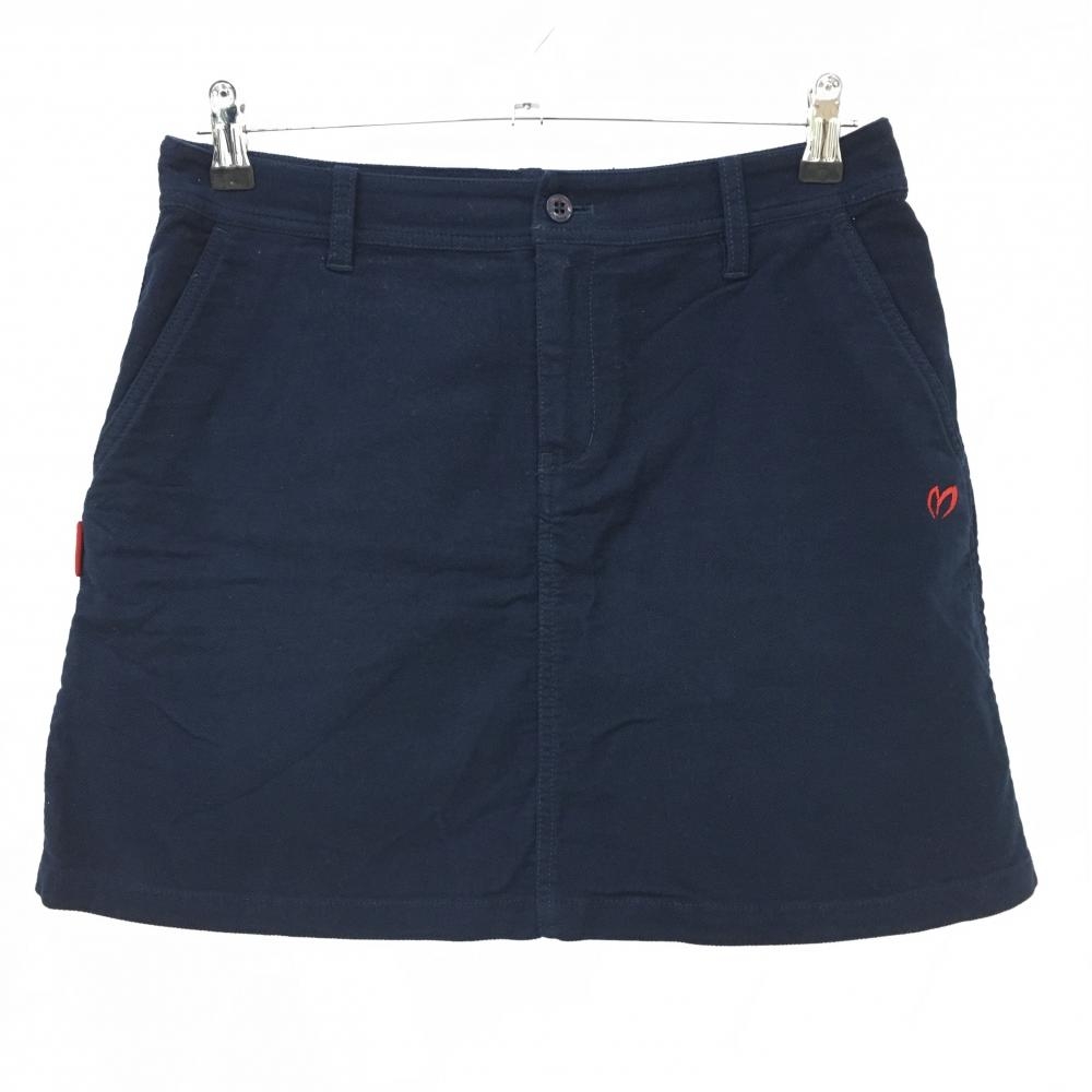 【美品】マスターバニー スカート ネイビー ロゴ刺しゅう 微起毛  レディース 2(L) ゴルフウェア MASTER BUNNY EDITION