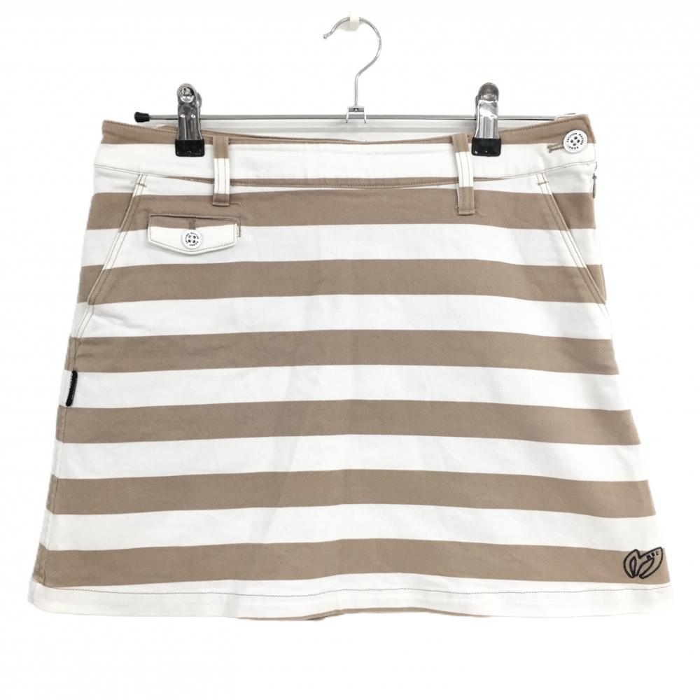 マスターバニー スカート ベージュ×白 ボーダー レディース 2(L) ゴルフウェア MASTER BUNNY EDITION