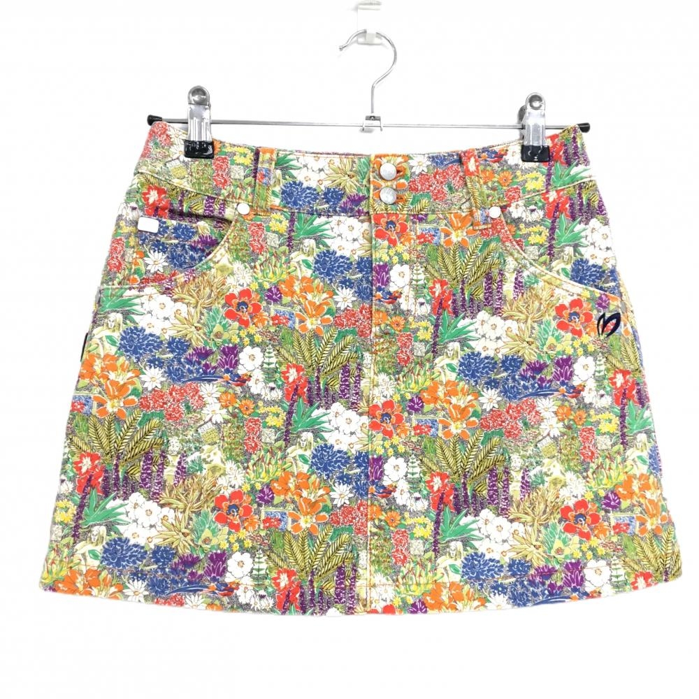 【超美品】マスターバニー スカート マルチカラー 花柄 コットン混 レディース 0(S) ゴルフウェア MASTER BUNNY EDITION