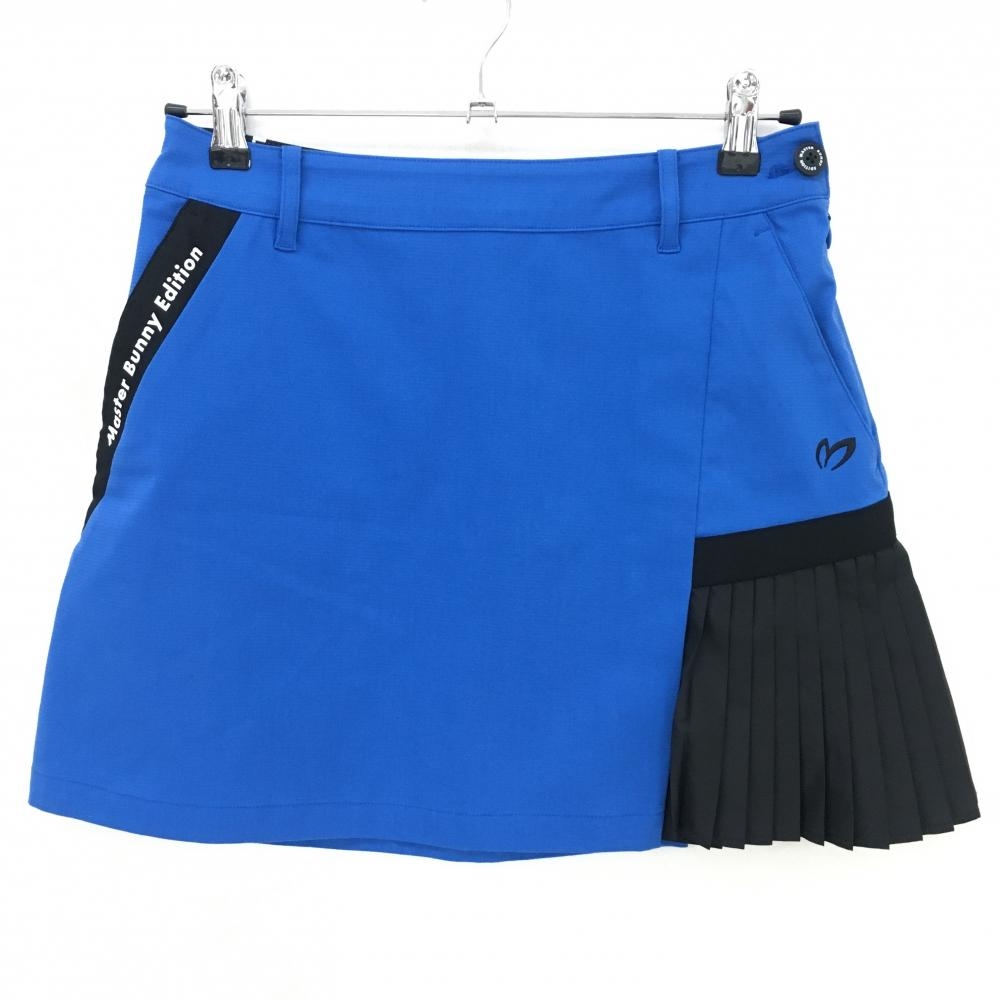 【超美品】マスターバニー スカート ブルー×黒 サイドプリーツ レディース 0(S) ゴルフウェア MASTER BUNNY EDITION