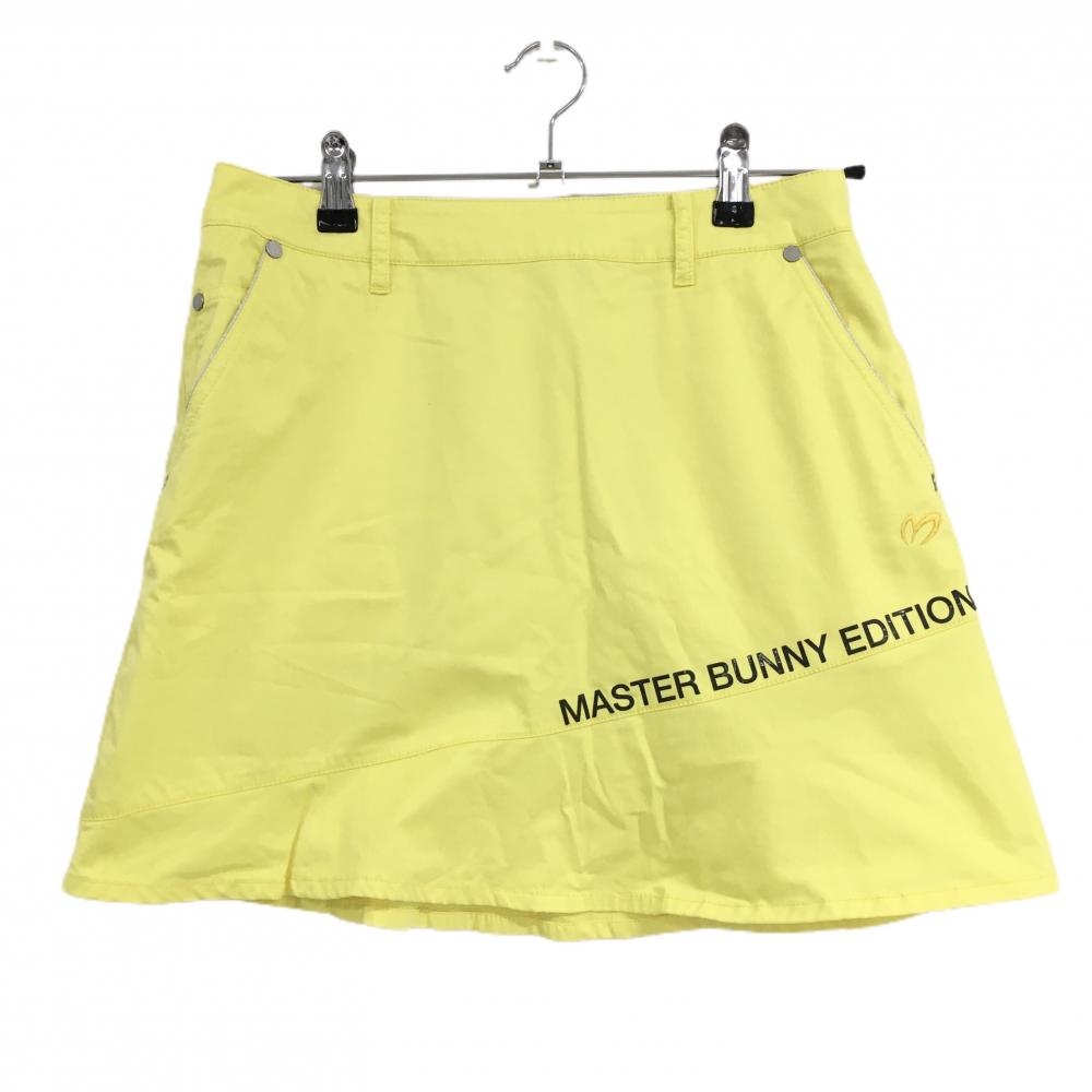 【超美品】マスターバニー スカート イエロー ポケット口シルバー ロゴ黒 レディース 1(M) ゴルフウェア MASTER BUNNY EDITION