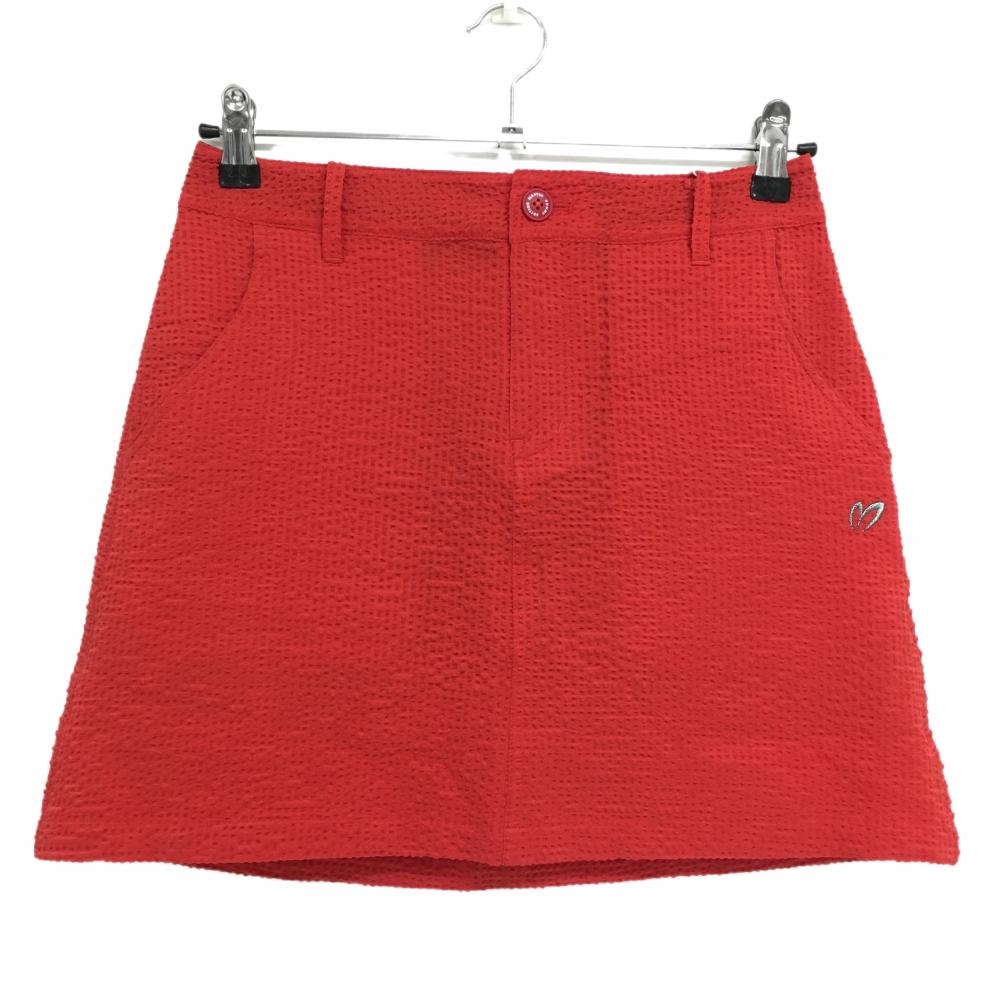 【新品】マスターバニー スカート レッド サッカー生地 ロゴ刺しゅう レディース 0(S) ゴルフウェア MASTER BUNNY EDITION