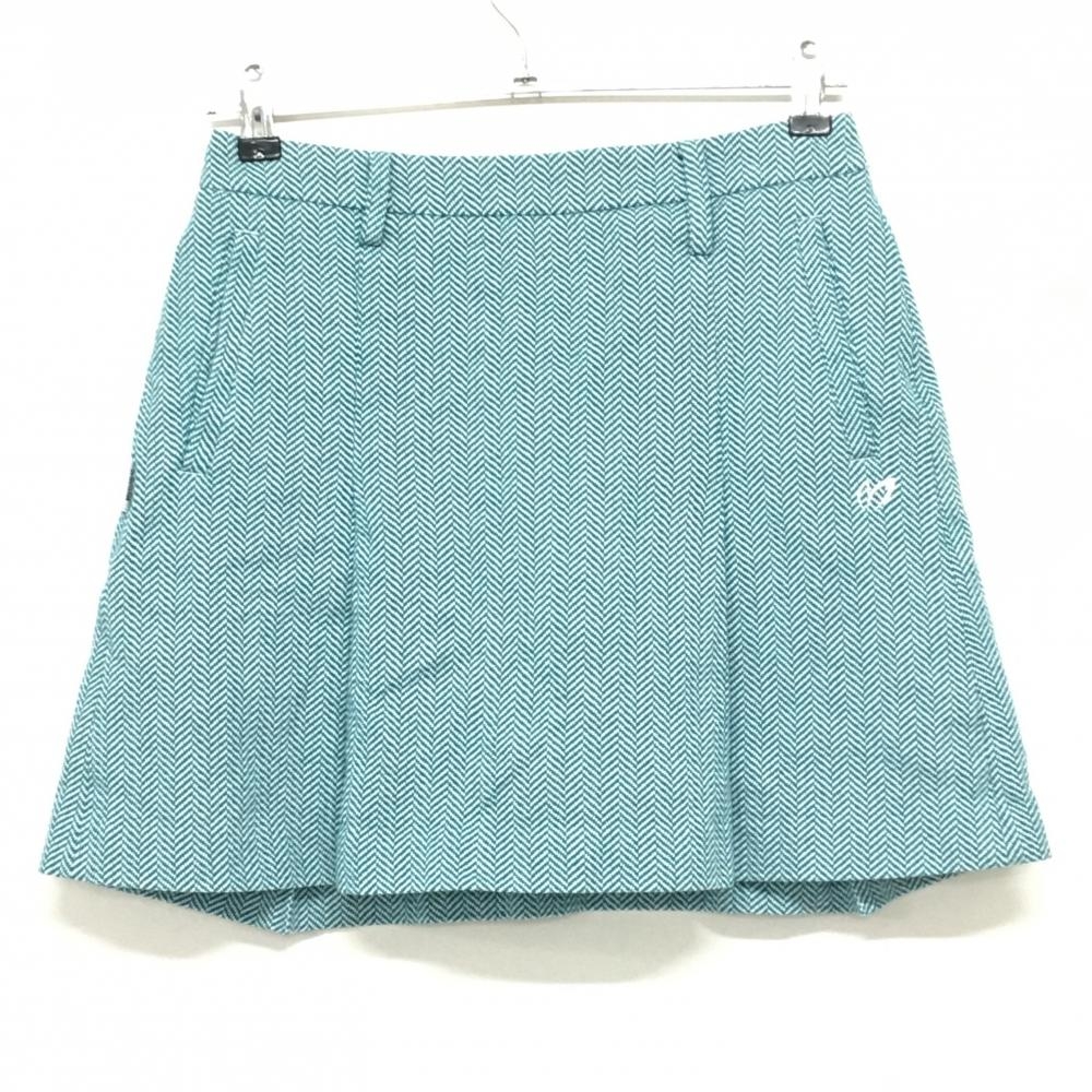【美品】マスターバニー スカート グリーン×白 ヘリンボーン 内側インナーパンツ レディース 0(S) ゴルフウェア MASTER BUNNY EDITION
