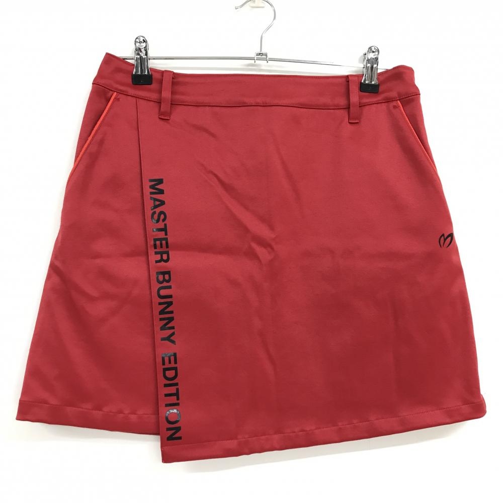 マスターバニー スカート レッド×黒 ロゴプリント レディース 2(L) ゴルフウェア MASTER BUNNY EDITION