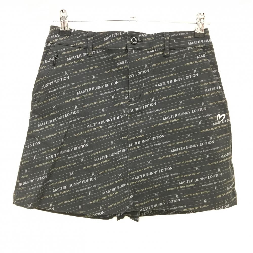 【美品】マスターバニー スカート ダークグレー×ライトグレー ロゴ・ライン総柄  レディース 2(L) ゴルフウェア MASTER BUNNY EDITION