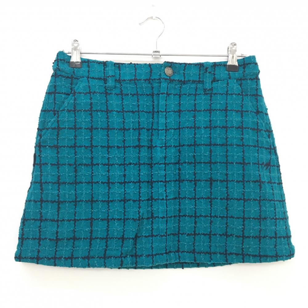 【美品】マスターバニー スカート グリーン×ネイビー ツイード 格子チェック レディース 1(M) ゴルフウェア MASTER BUNNY EDITION