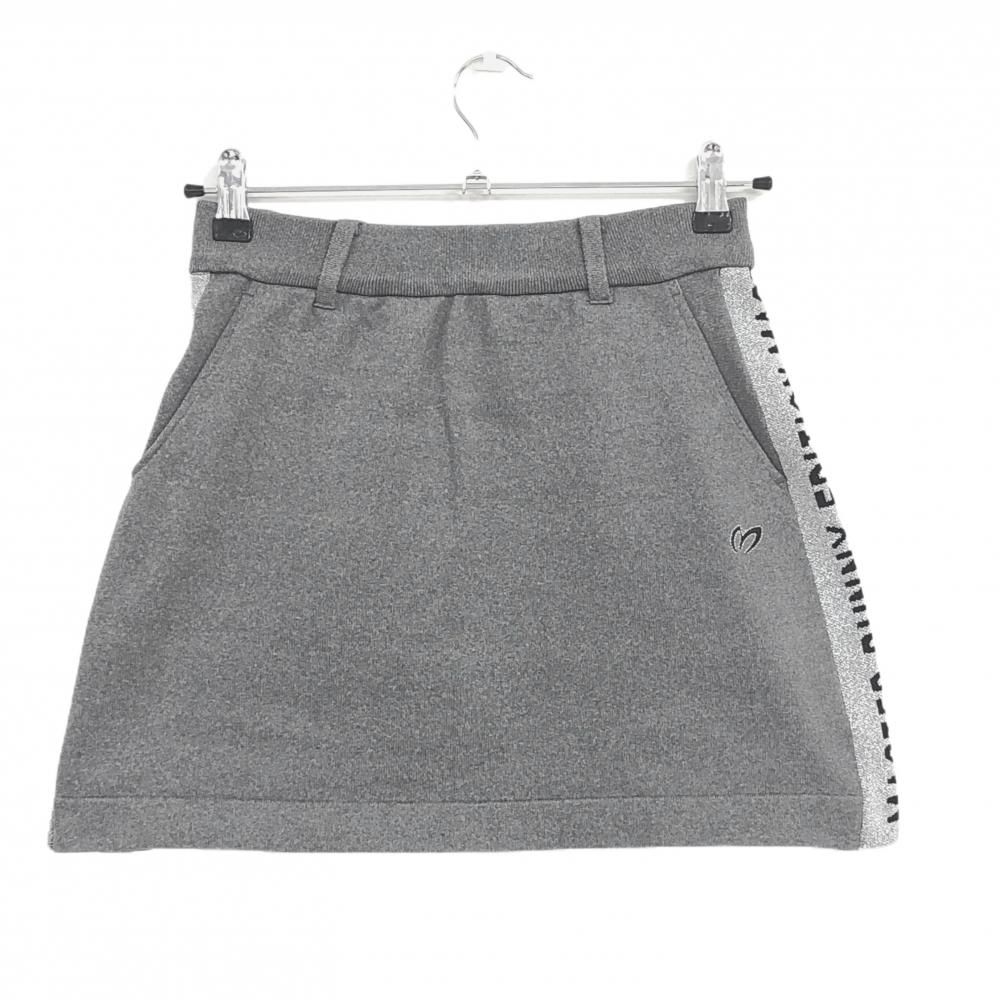 【超美品】マスターバニー ニットスカート グレー×黒 サイドロゴライン レディース 0(S) ゴルフウェア MASTER BUNNY EDITION