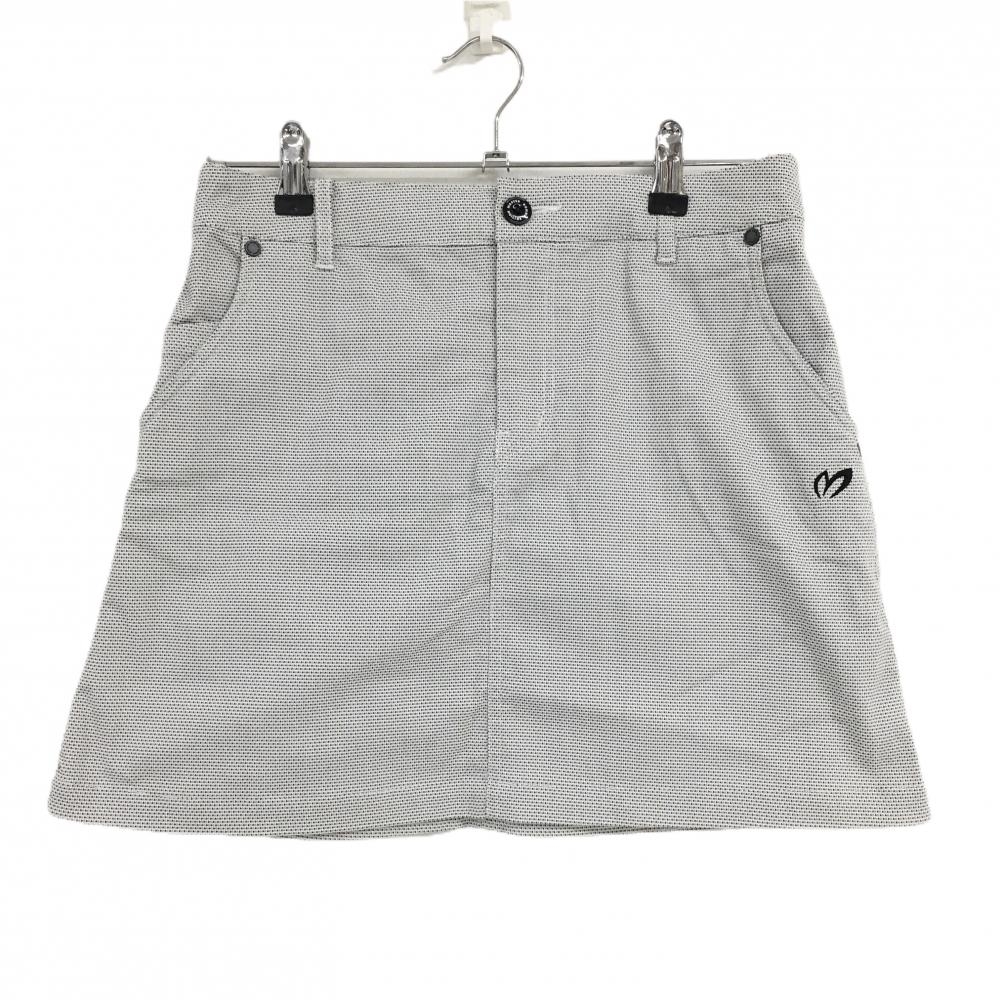【美品】マスターバニー スカート ライトグレー×白 総柄地模様 レディース 1(M) ゴルフウェア MASTER BUNNY EDITION