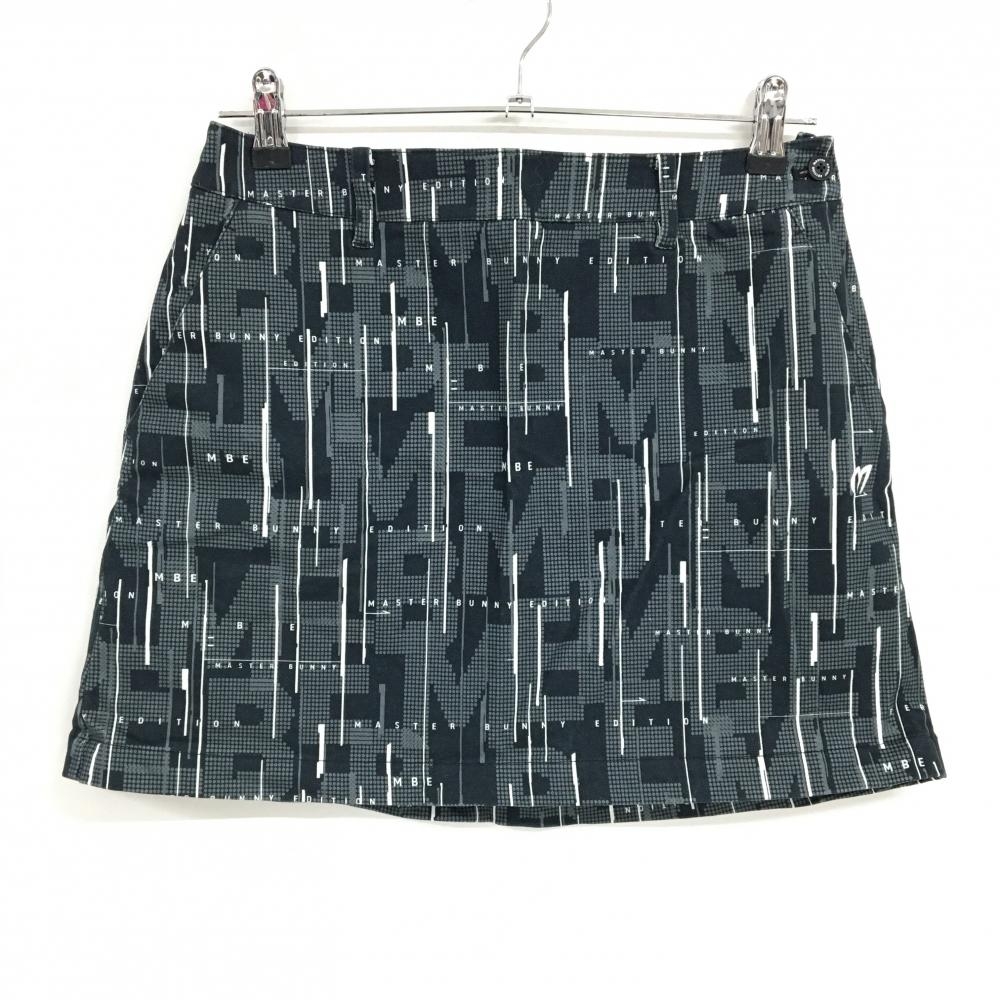 【超美品】マスターバニー スカート グレー×白 総柄 裏微起毛 レディース 1(M) ゴルフウェア MASTER BUNNY EDITION