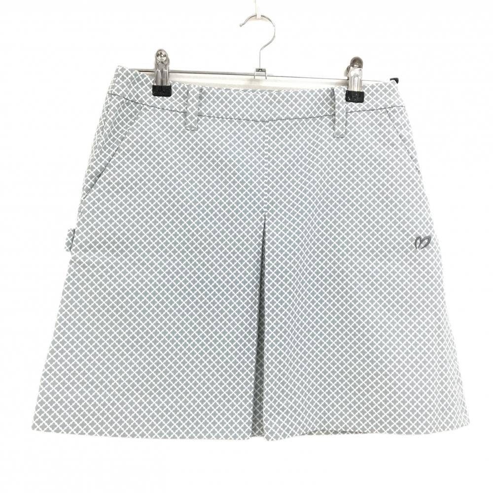 【美品】マスターバニー スカート ライトグレー×白 総柄 ロゴ刺しゅう  レディース 1(M) ゴルフウェア MASTER BUNNY EDITION