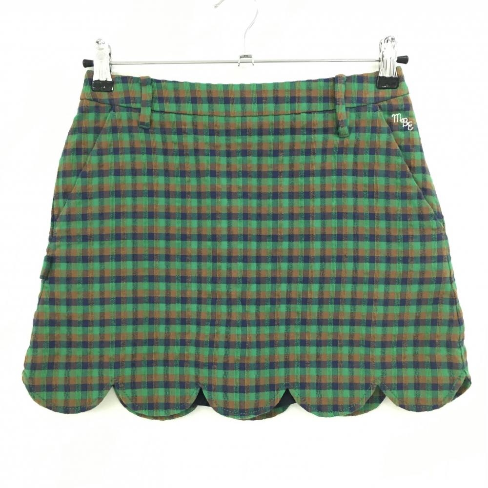 【美品】マスターバニー スカート グリーン×ネイビー×ブラウン チェック レディース 0(S) ゴルフウェア MASTER BUNNY EDITION