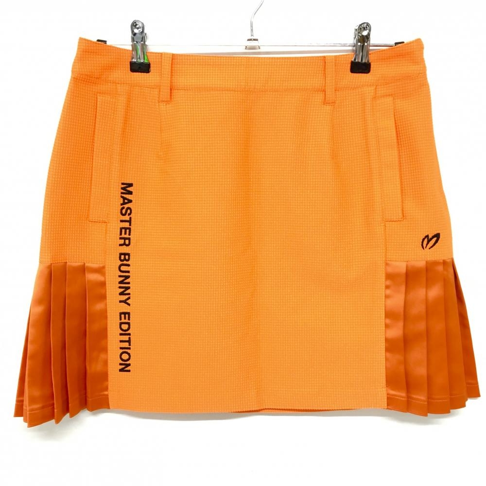 【超美品】マスターバニー スカート オレンジ 織生地 サイド裾プリーツ  レディース 2(L) ゴルフウェア 2024年モデル MASTER BUNNY EDITION