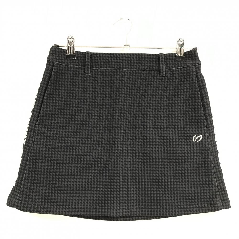 【超美品】マスターバニー スカート ネイビー×グレー 千鳥格子 裏起毛 ロゴシルバー  レディース 0(S) ゴルフウェア MASTER BUNNY EDITION