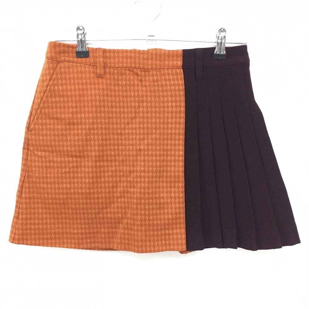 【美品】マスターバニー スカート オレンジ系×ボルドー系 一部千鳥格子  レディース 0(S) ゴルフウェア MASTER BUNNY EDITION