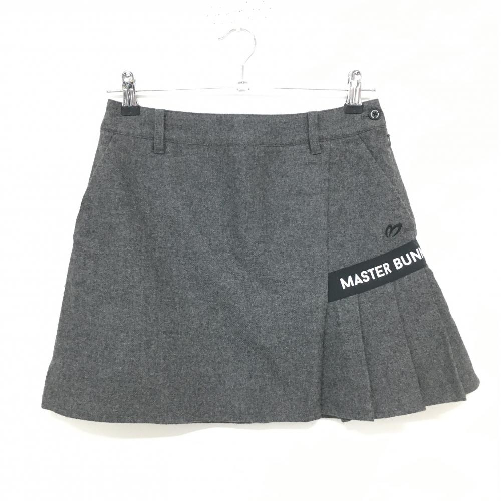 【超美品】マスターバニー スカート グレー×黒 サイド裾プリーツ ウール混  レディース 0(S) ゴルフウェア MASTER BUNNY EDITION