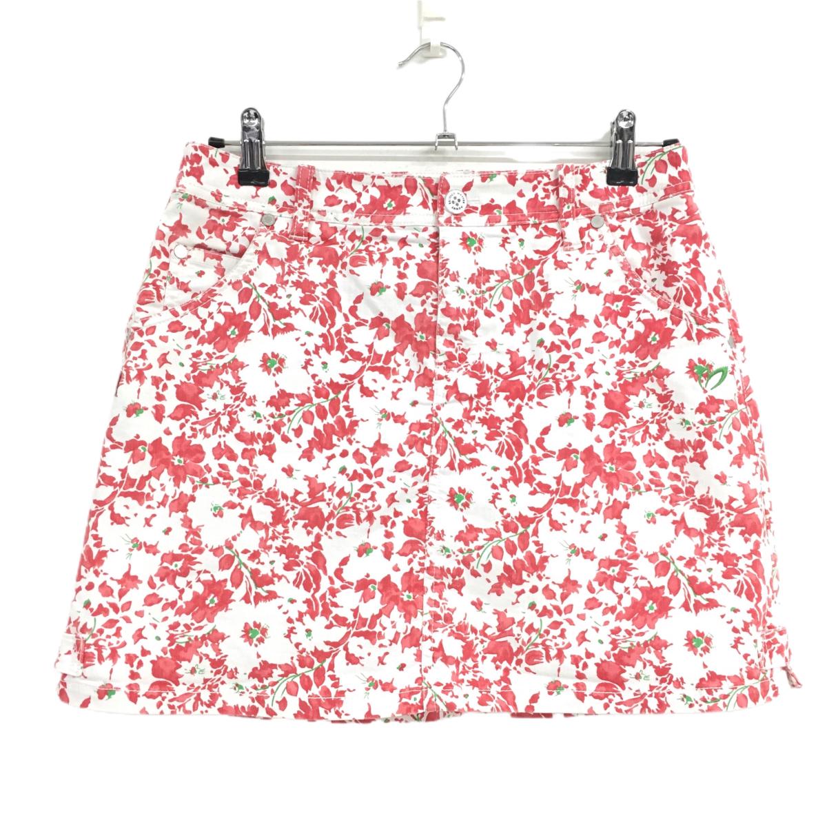 マスターバニー スカート 白×レッド×グリーン 総柄 花 レディース 2(L) ゴルフウェア MASTER BUNNY EDITION