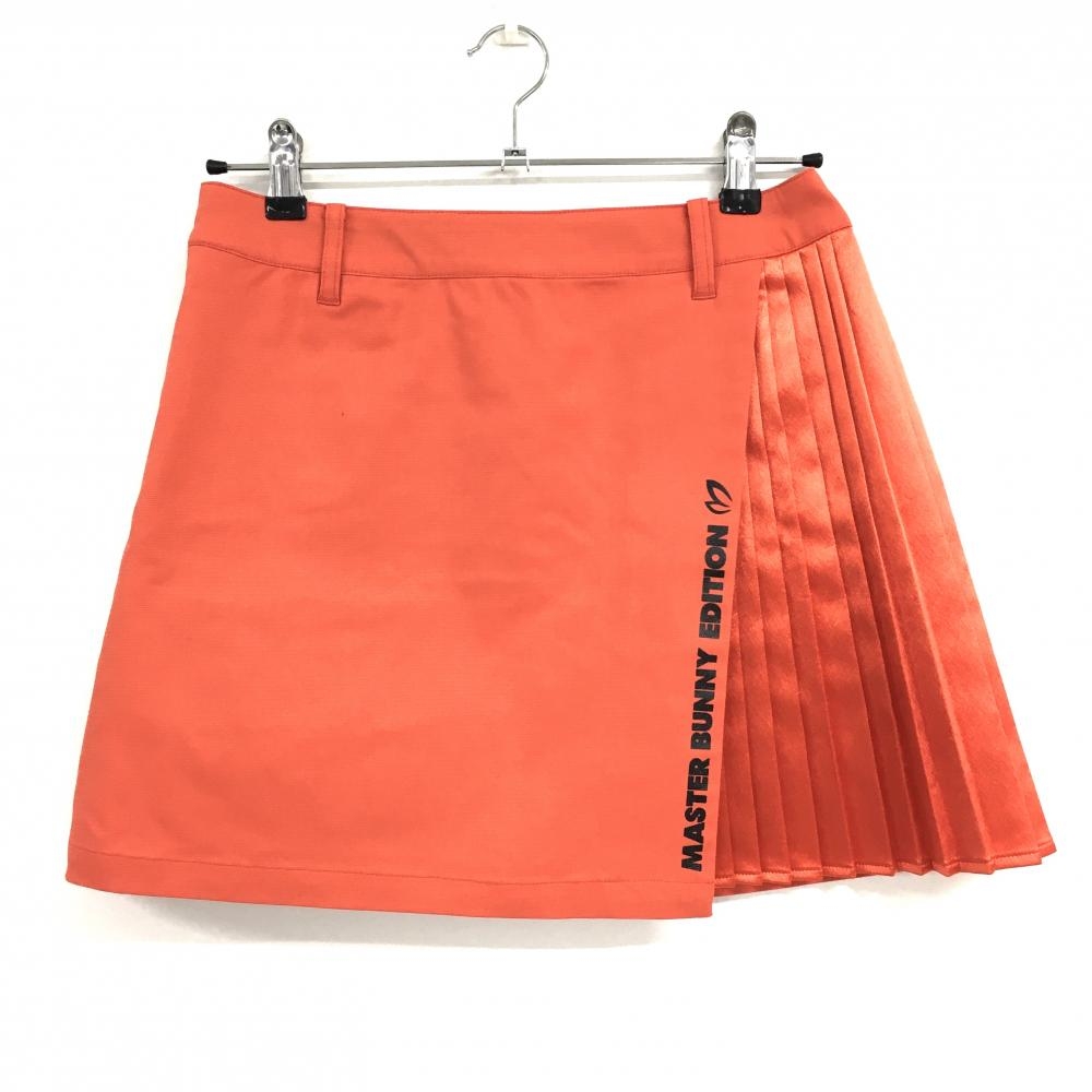 【超美品】マスターバニー スカート レッド 一部プリーツ 切替素材 レディース 1(M) ゴルフウェア MASTER BUNNY EDITION