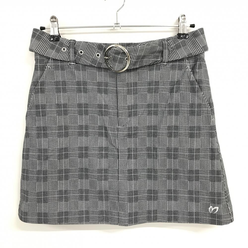 【超美品】マスターバニー スカート 黒×白 グレンチェック 裏起毛  レディース 2(L) ゴルフウェア MASTER BUNNY EDITION