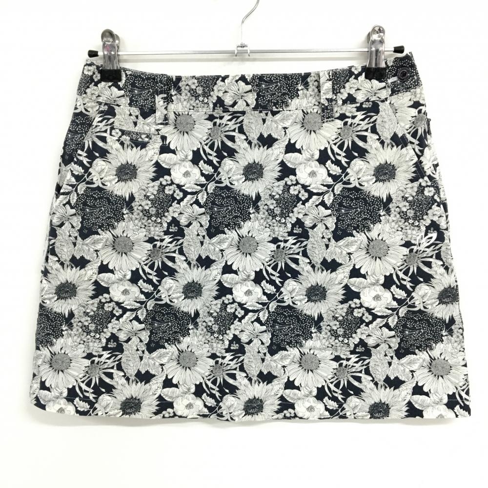 【超美品】マスターバニー スカート 黒×白 花総柄 レディース 2(L) ゴルフウェア MASTER BUNNY EDITION