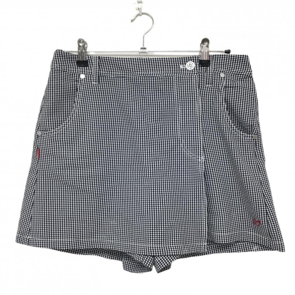 【超美品】マスターバニー キュロットスカート ネイビー×白 ギンガムチェック レディース 2(L) ゴルフウェア MASTER BUNNY EDITION