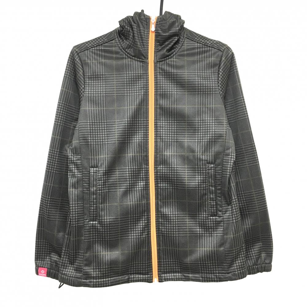 【超美品】マリクレール フード付きジャケット グレー×ダークグレー グレンチェック 裏起毛   レディース L ゴルフウェア marie claire