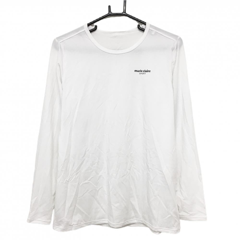 【超美品】マリクレールスポール インナーシャツ 白 ロゴ黒 ストレッチ レディース LL ゴルフウェア marie claire