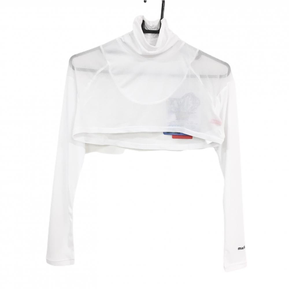 【新品】マリクレール ハイネックインナーシャツ 白 ショート丈 一部メッシュ レディース M ゴルフウェア marie claire