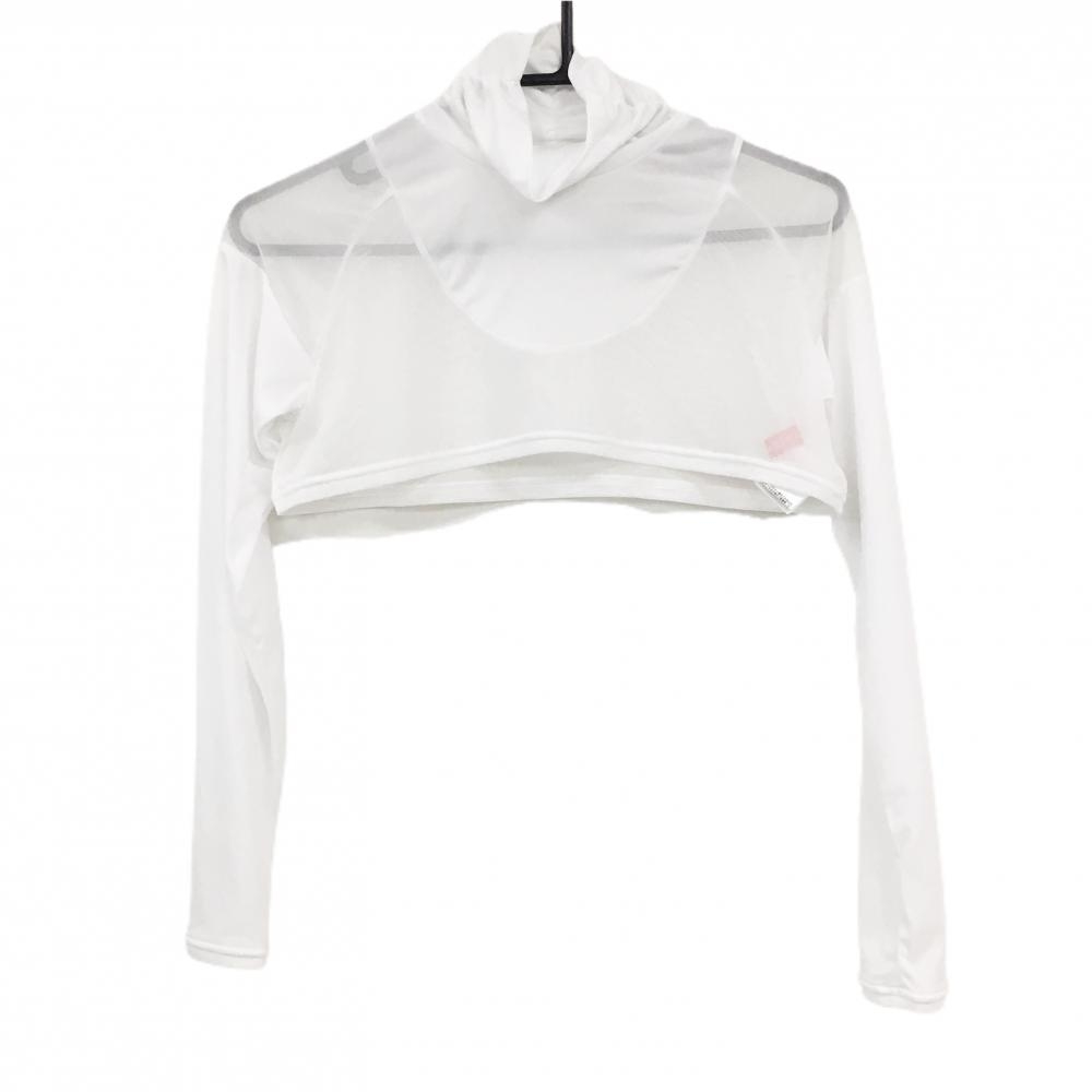 【超美品】マリクレールスポール ハイネックインナーシャツ 白 一部メッシュ ショート丈 レディース M ゴルフウェア marie claire