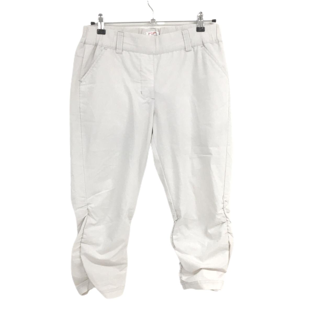 【美品】マリクレールスポール 七分丈パンツ ライトグレー 裾シャーリング  レディース LL ゴルフウェア marie claire