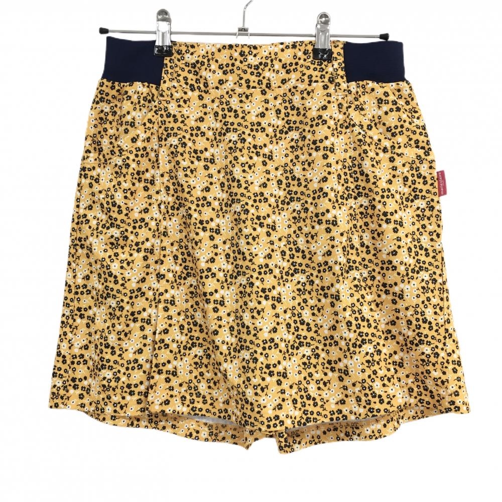 【超美品】マリクレール スカート オレンジイエロー×ネイビー 花柄 内側インナーパンツ レディース M ゴルフウェア marie claire