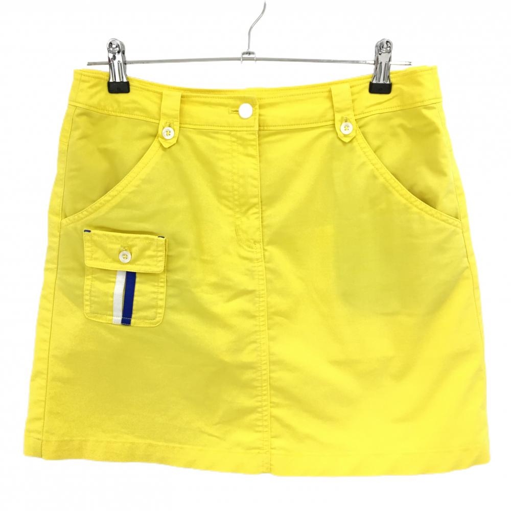【美品】マリクレールスポール スカート イエロー 複数ポケット 内側インナーパンツ  レディース L ゴルフウェア marie claire