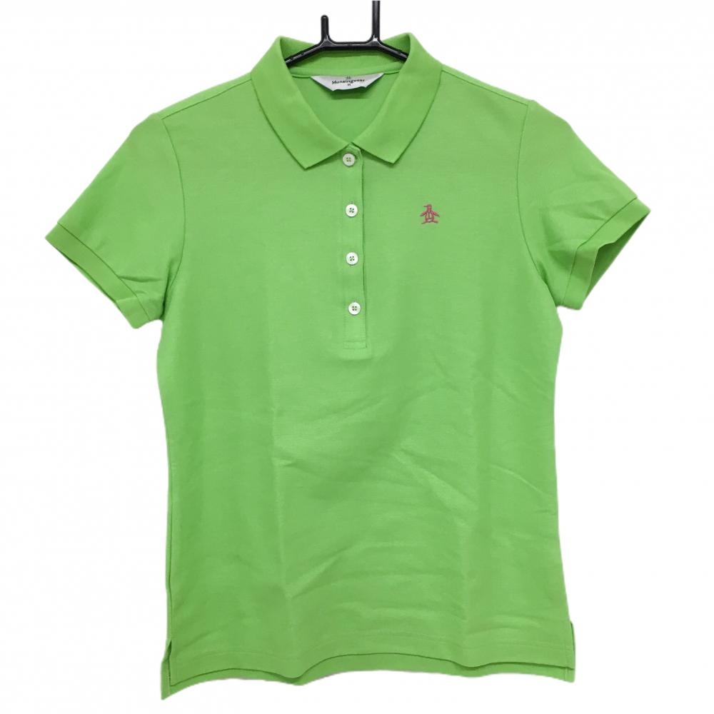マンシングウェア 半袖ポロシャツ ライトグリーン ロゴピンク  レディース M ゴルフウェア Munsingwear