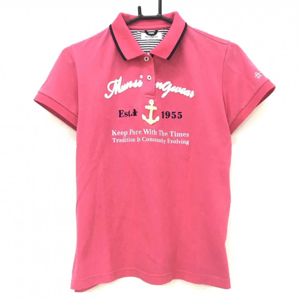 マンシングウェア 半袖ポロシャツ ピンク フロントロゴ レディース LL ゴルフウェア Munsingwear