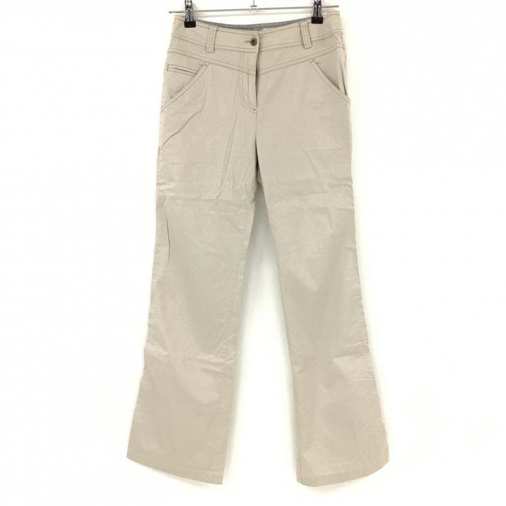 【美品】マンシングウェア パンツ グレージュ シンプル コットン混 ストレッチ  レディース 9 ゴルフウェア Munsingwear