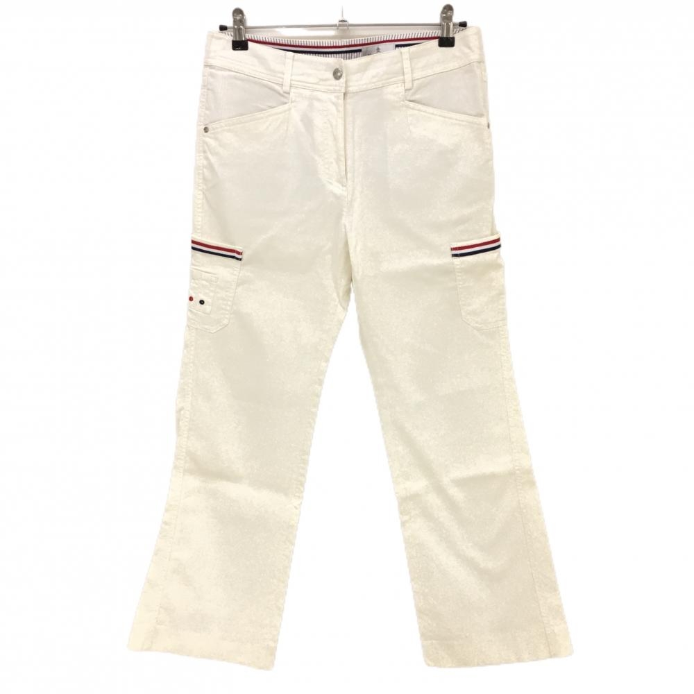 マンシングウェア カーゴパンツ 白×レッド 一部トリコロール ティー装着可 レディース 13 ゴルフウェア Munsingwear