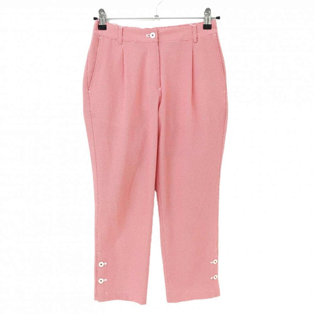 【超美品】マンシングウェア パンツ レッド×白 チェック サッカー生地 レディース M ゴルフウェア Munsingwear