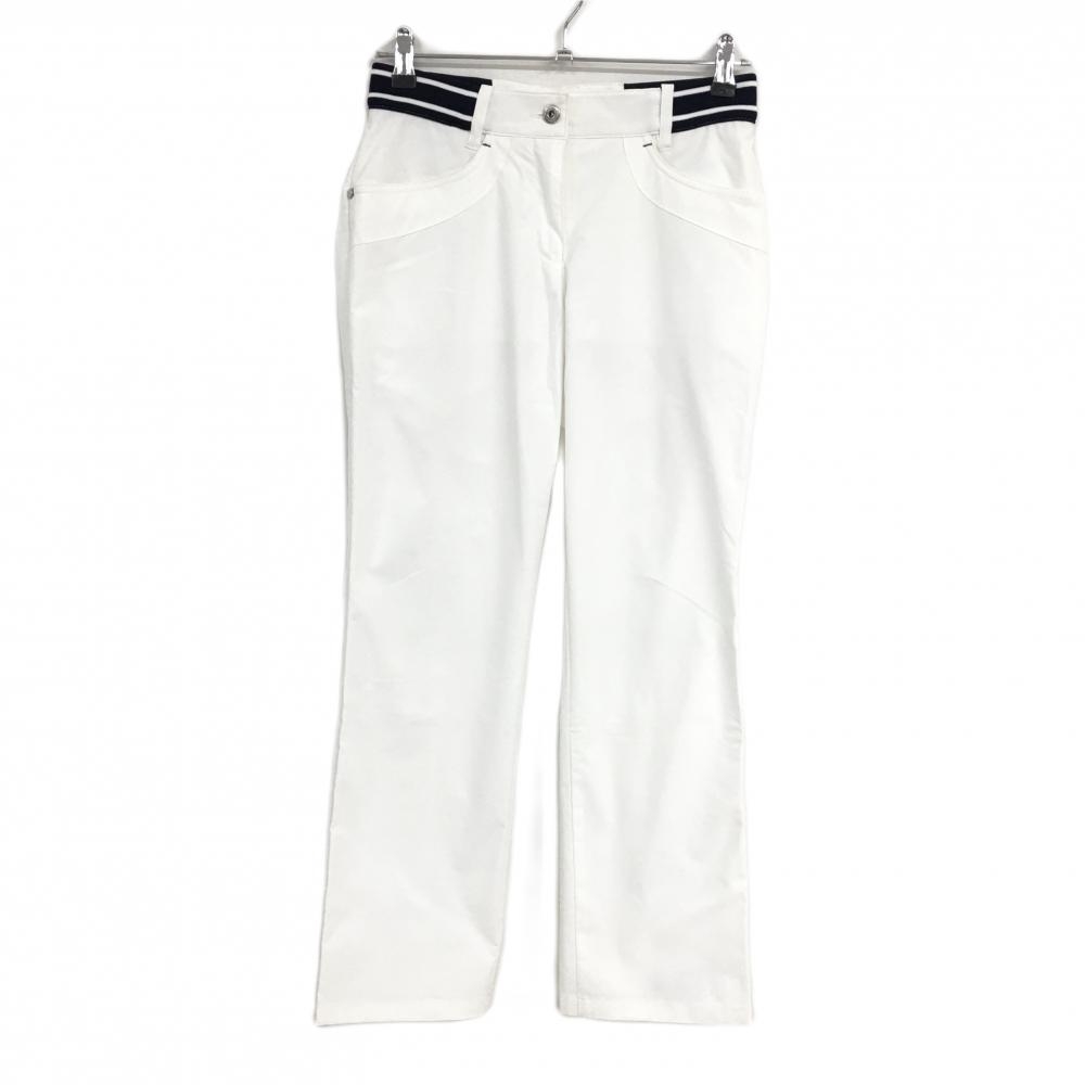 マンシングウェア パンツ 白×ネイビー ウエストライン ロゴ刺しゅう レディース M ゴルフウェア Munsingwear