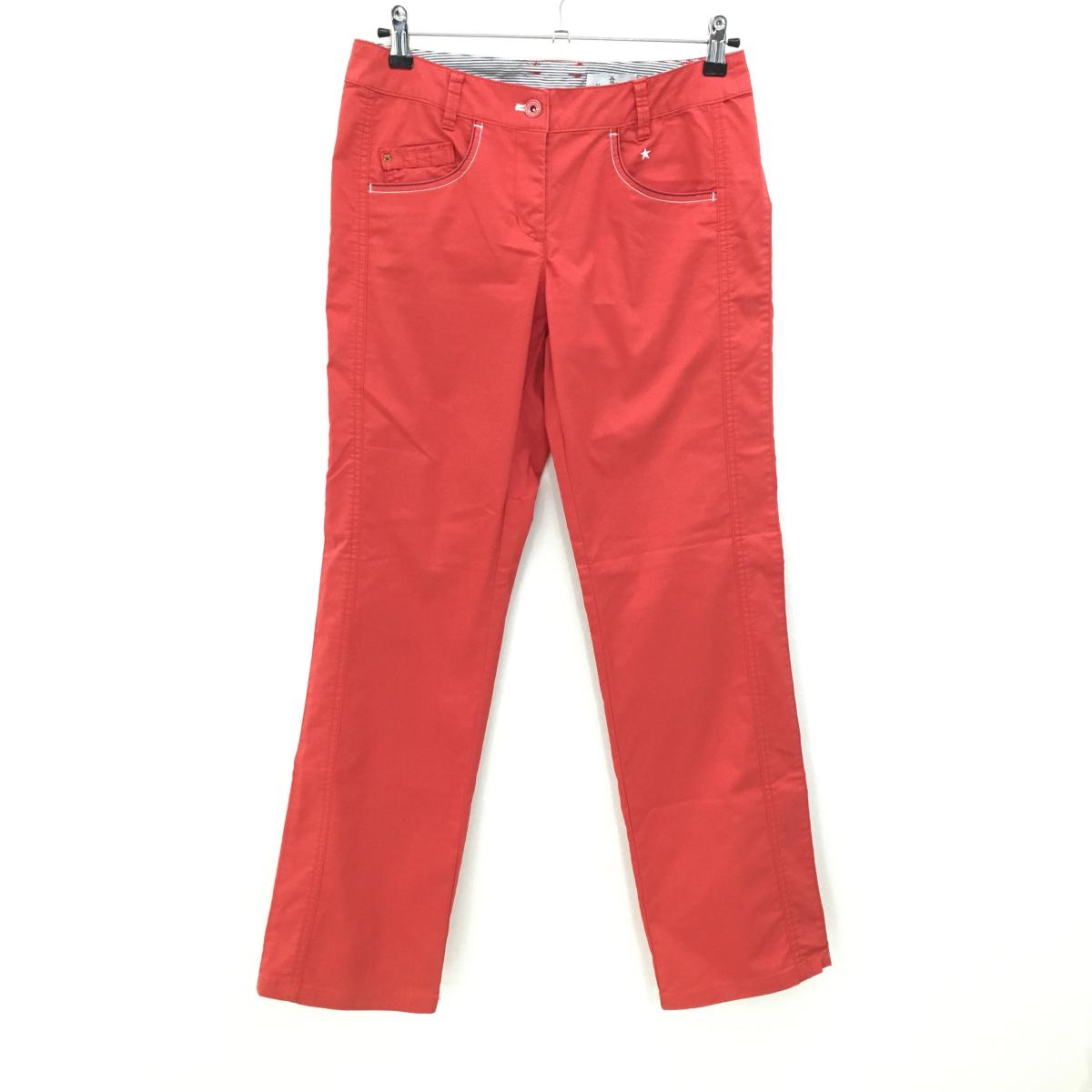 マンシングウェア パンツ レッド×白×ネイビー ロゴ刺しゅう ストレッチ  レディース 11 ゴルフウェア Munsingwear