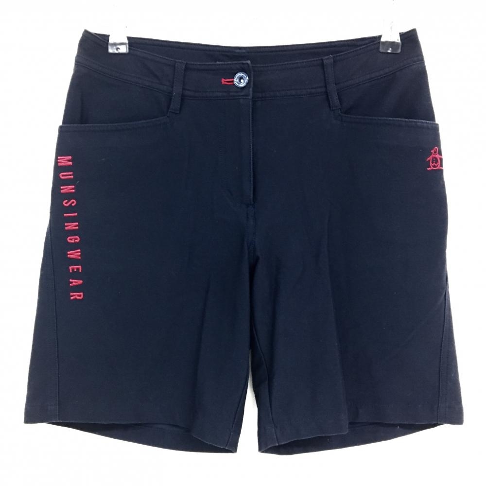 マンシングウェア ハーフパンツ ダークネイビー ロゴ刺しゅう レディース 9 ゴルフウェア Munsingwear